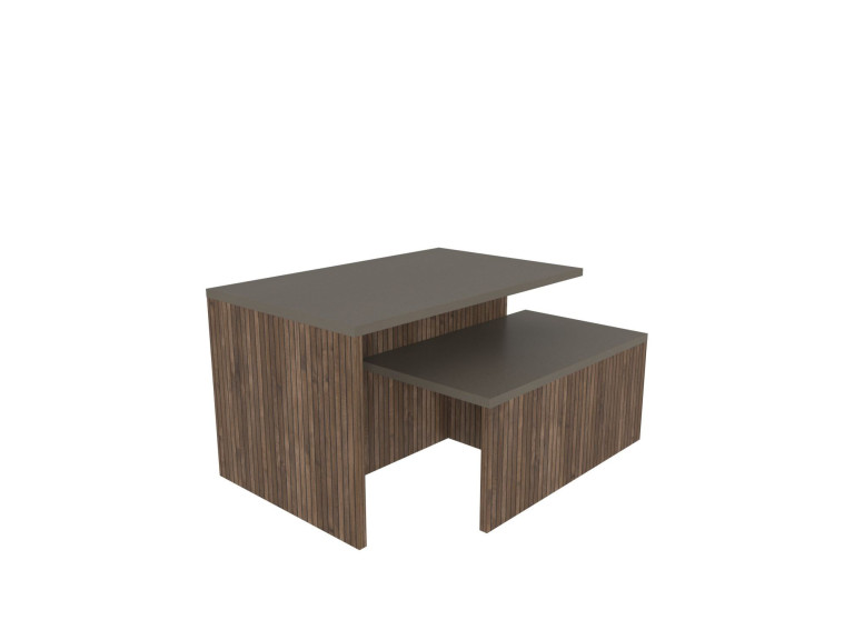 Twins" 2-delige houten nesttafel 72 x 45 x 42 cm - Taupe