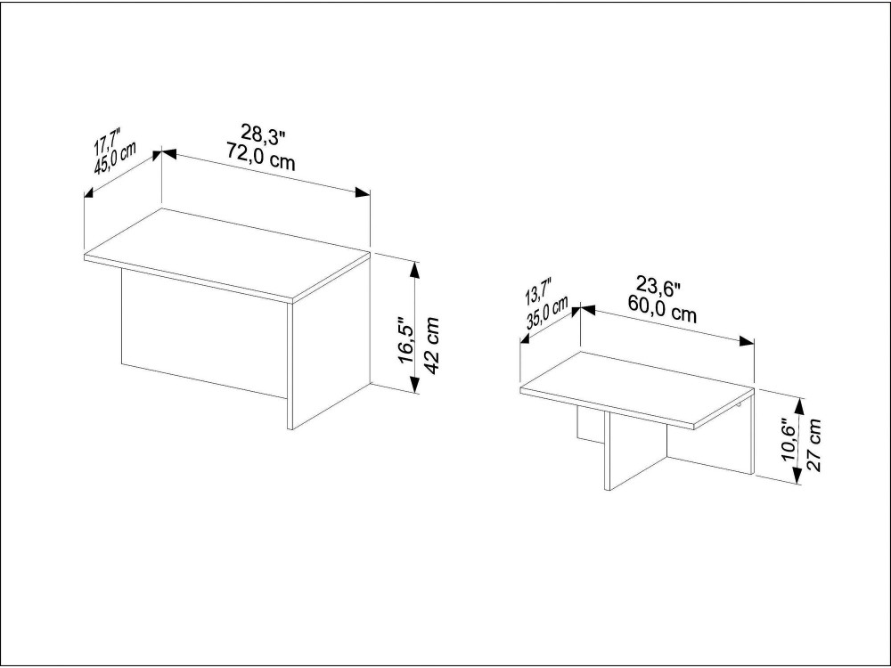 Twins" 2-delige houten nesttafel 72 x 45 x 42 cm - Taupe