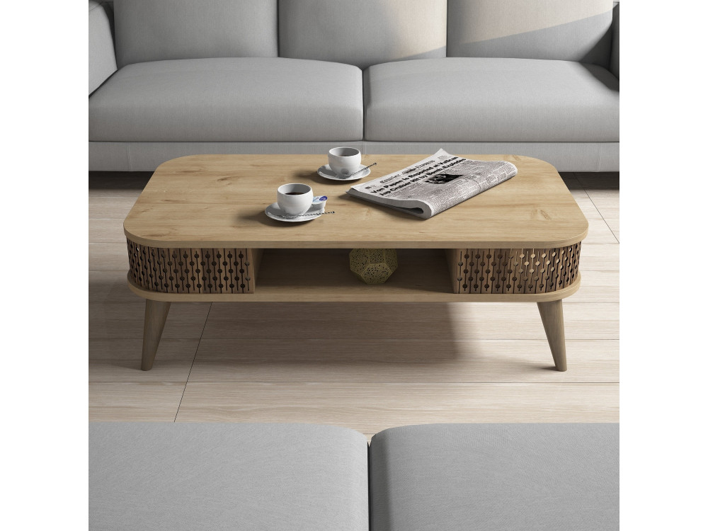 Houten salontafel "Eylul" - 105 x 60 x 34 cm - Bruin