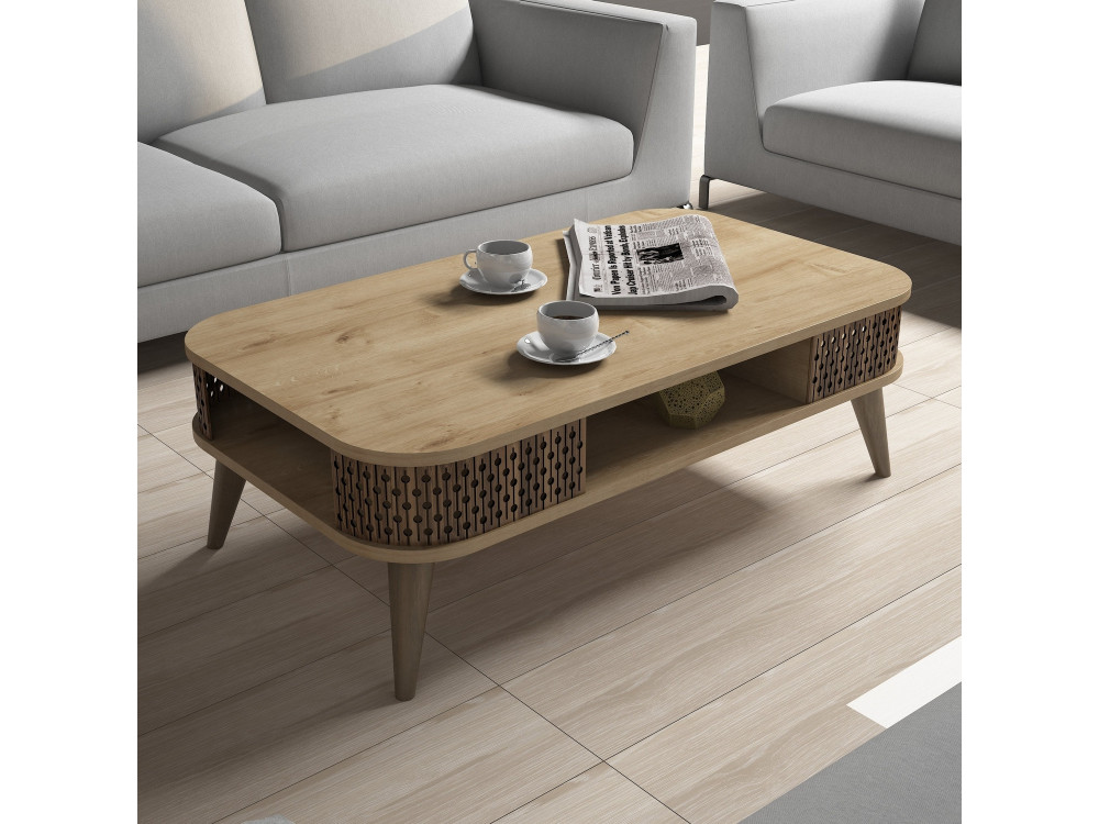 Houten salontafel "Eylul" - 105 x 60 x 34 cm - Bruin