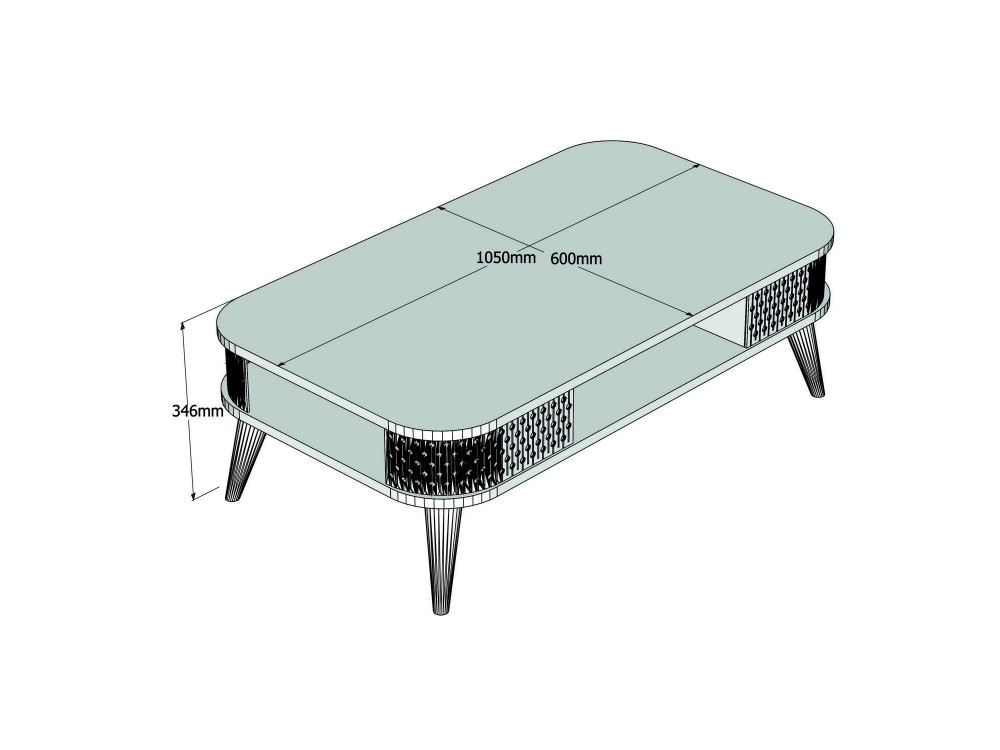 Houten salontafel "Eylul" - 105 x 60 x 34 cm - Bruin