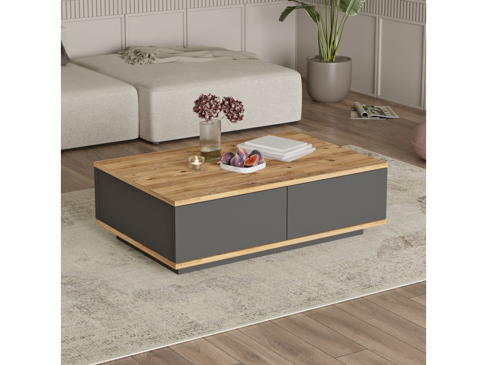 Frew" houten salontafel - 90 x 60 x 28 cm - Bruin