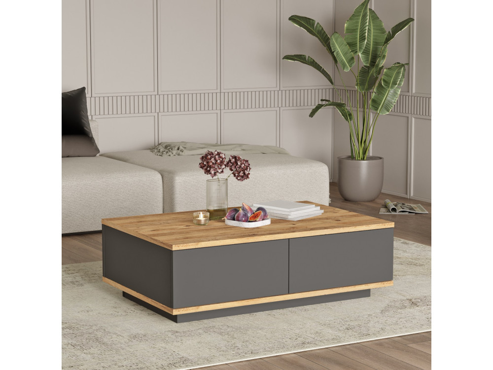 Frew" houten salontafel - 90 x 60 x 28 cm - Bruin