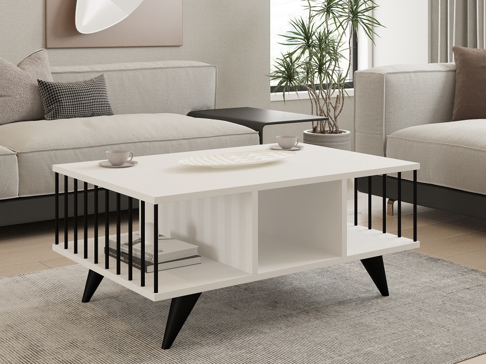Houten salontafel "Bert" - 90 x 60 x 40 cm - Wit