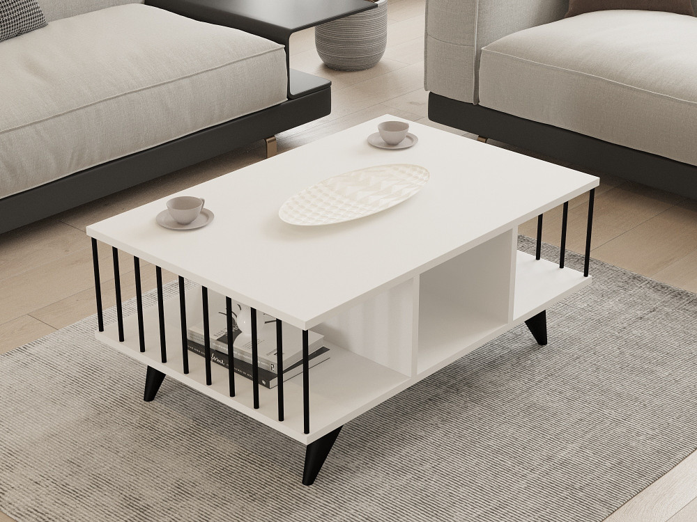 Houten salontafel "Bert" - 90 x 60 x 40 cm - Wit