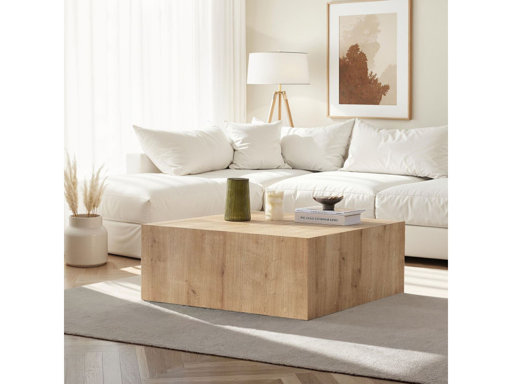 Prizma" MDF salontafel - 90 x 90 x 35 cm - Saffier Eik