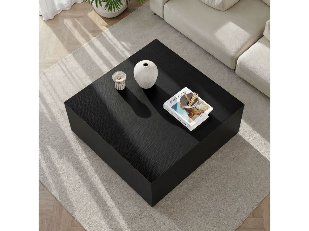 Prizma" MDF salontafel - 90 x 90 x 35 cm - Zwart hout