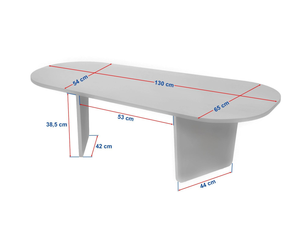 Houten salontafel "Ovalis" - 130 x 65 x 40 cm - Travertin / Notelaar