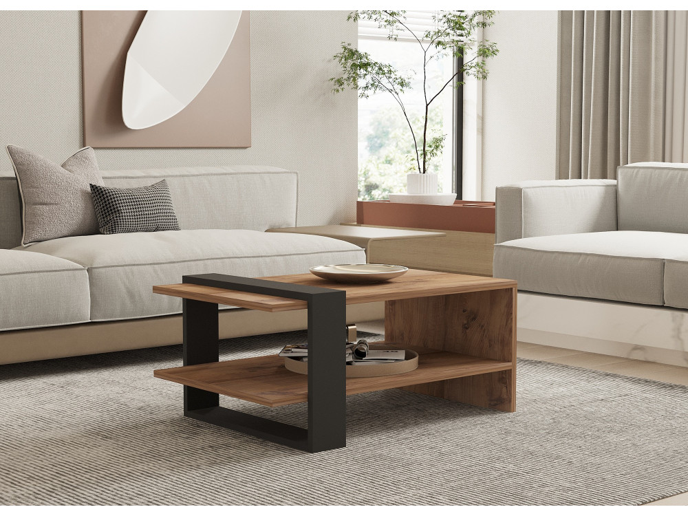 Houten salontafel "Ova" - 80 x 55 x 35 cm - Bruin