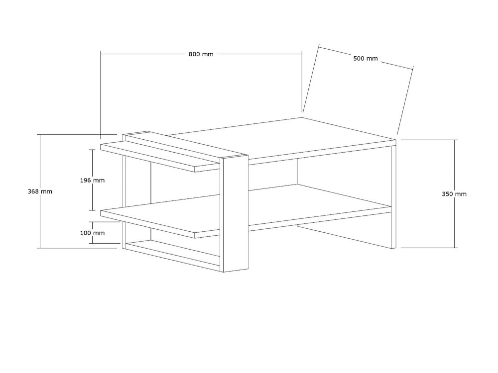 Houten salontafel "Ova" - 80 x 55 x 35 cm - Bruin