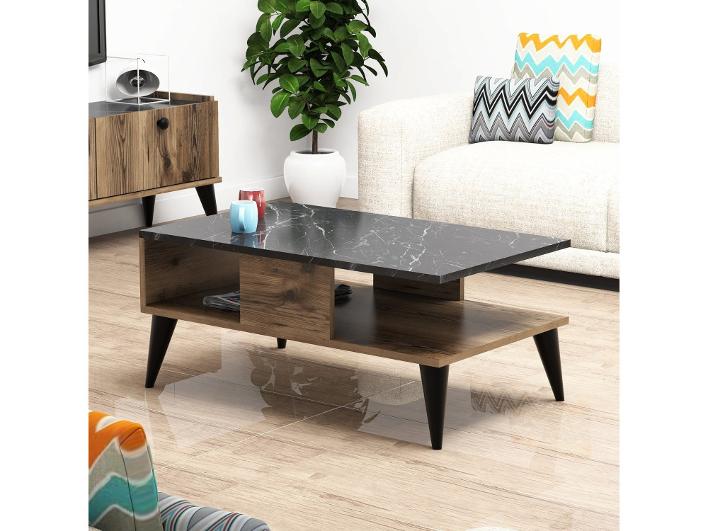 Lidya" houten salontafel - 90 x 54 x 39 cm - Bruin