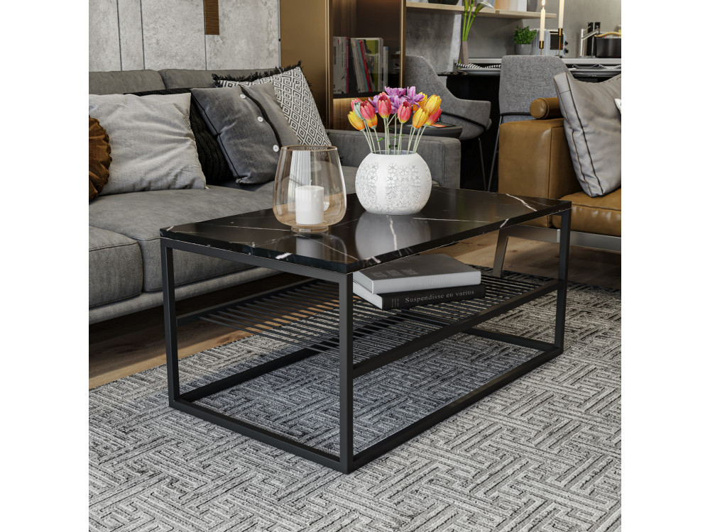 Houten salontafel "Asude" - 95 x 55 x 42 cm - Zwart