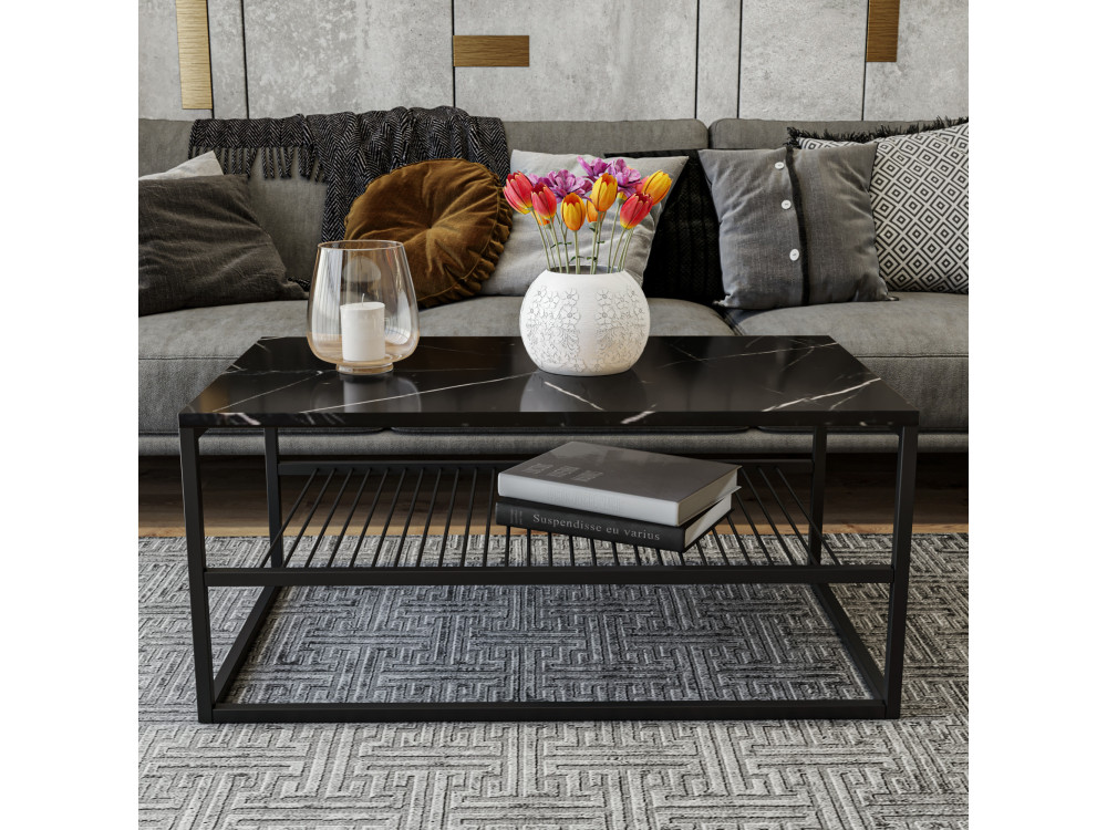 Houten salontafel "Asude" - 95 x 55 x 42 cm - Zwart
