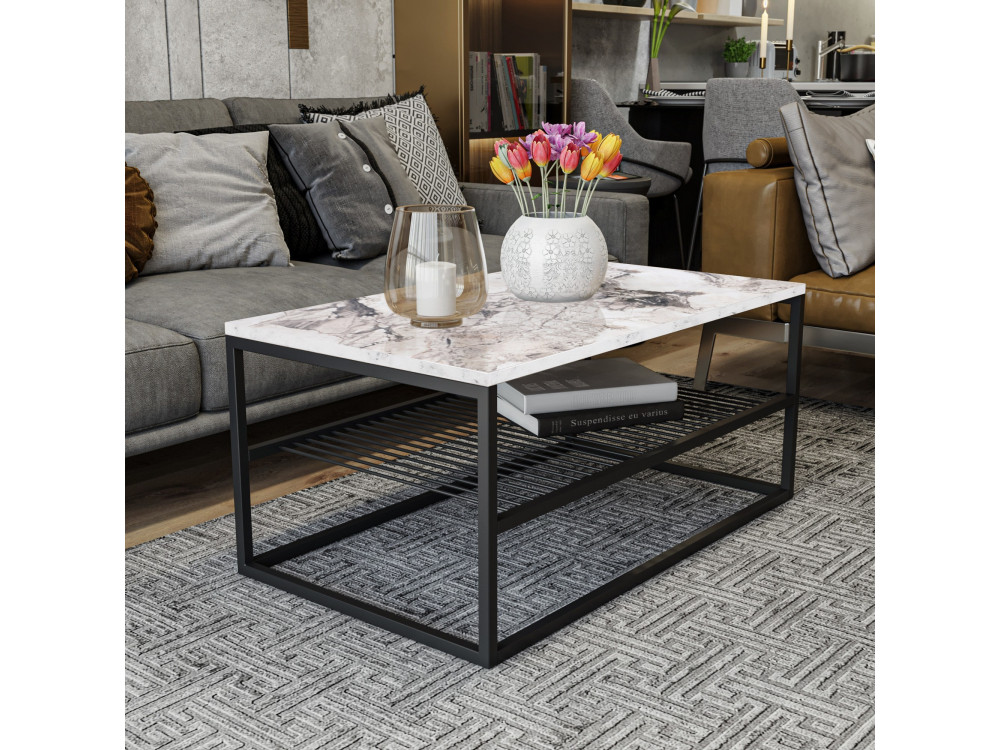 Houten salontafel "Asude" - 95 x 55 x 42 cm - Wit