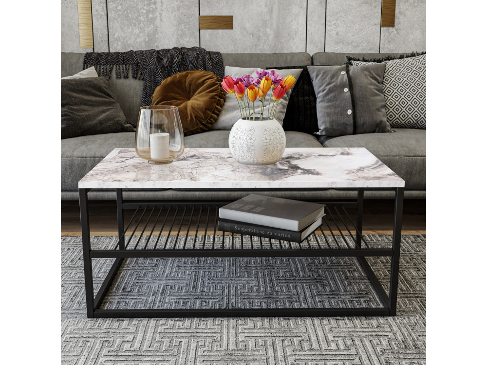 Houten salontafel "Asude" - 95 x 55 x 42 cm - Wit