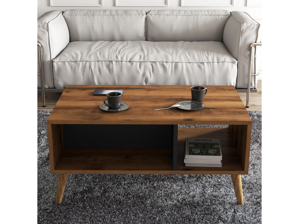 Houten salontafel "Exxen" - 90 x 41 x 54 cm - Antracietgrijs