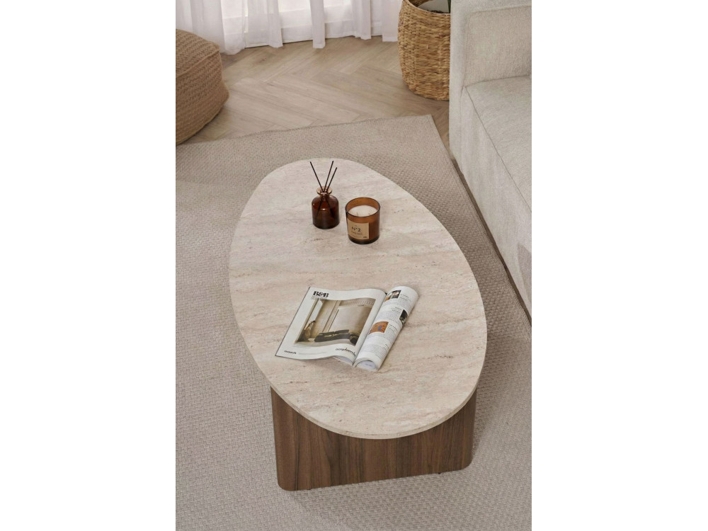 Houten salontafel "Orba" - 120 x 65 x 40 cm - Travertin
