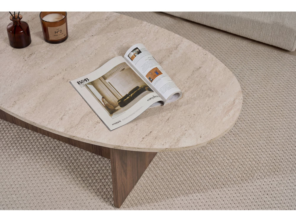 Houten salontafel "Orba" - 120 x 65 x 40 cm - Travertin