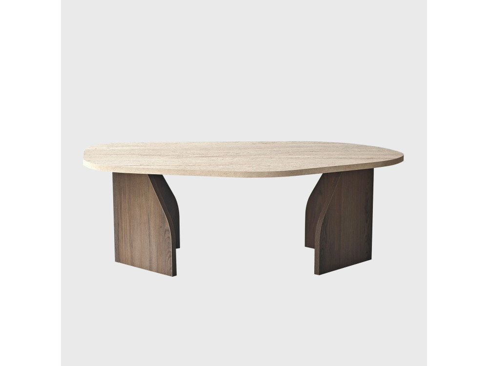 Houten salontafel "Rock" - 100 x 60 x 35 cm - Travertin