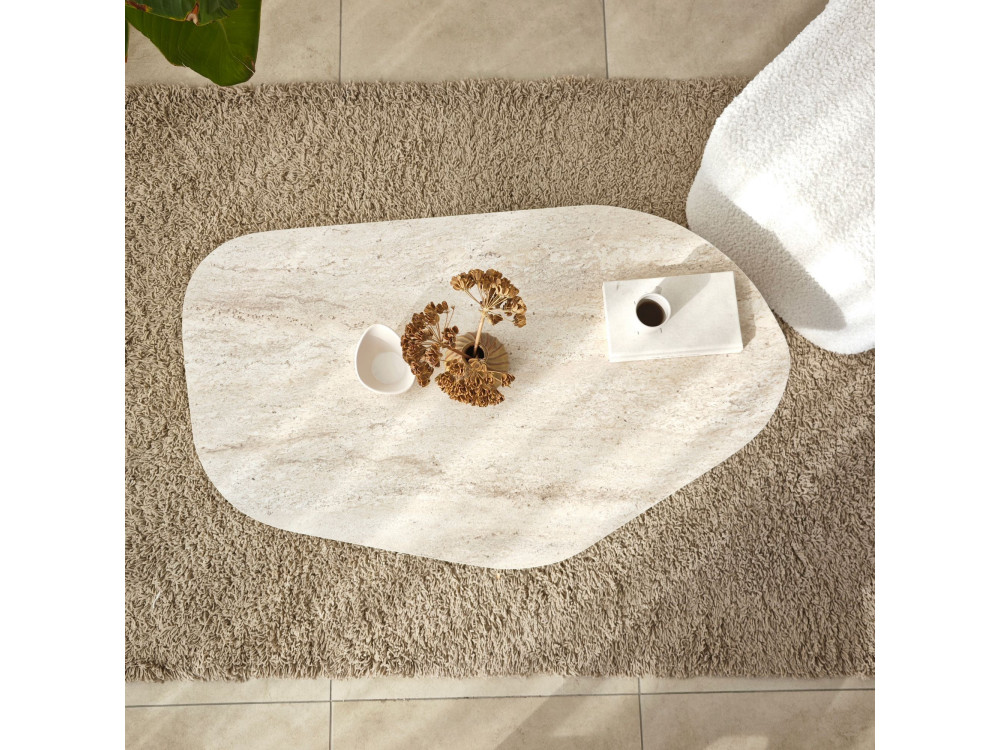Houten salontafel "Rock" - 100 x 60 x 35 cm - Travertin