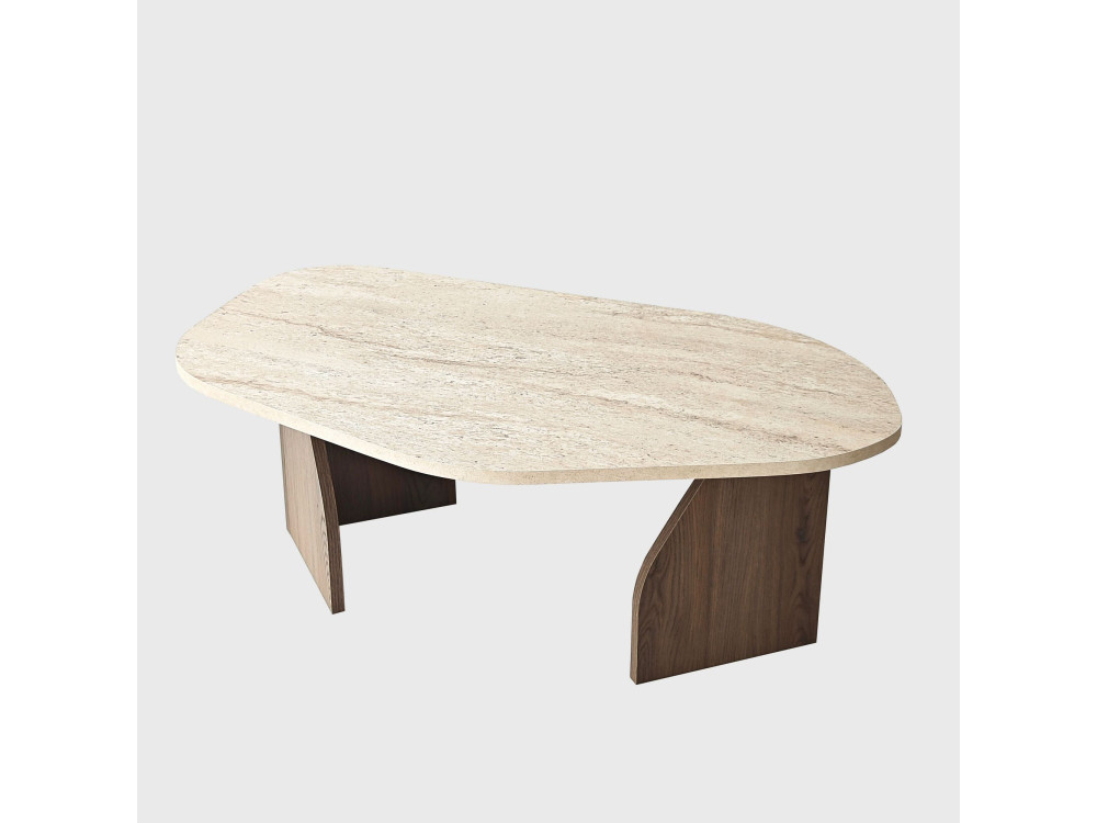 Houten salontafel "Rock" - 100 x 60 x 35 cm - Travertin