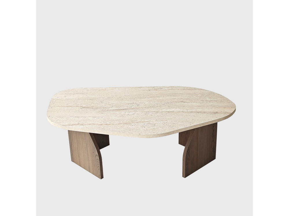 Houten salontafel "Rock" - 100 x 60 x 35 cm - Travertin