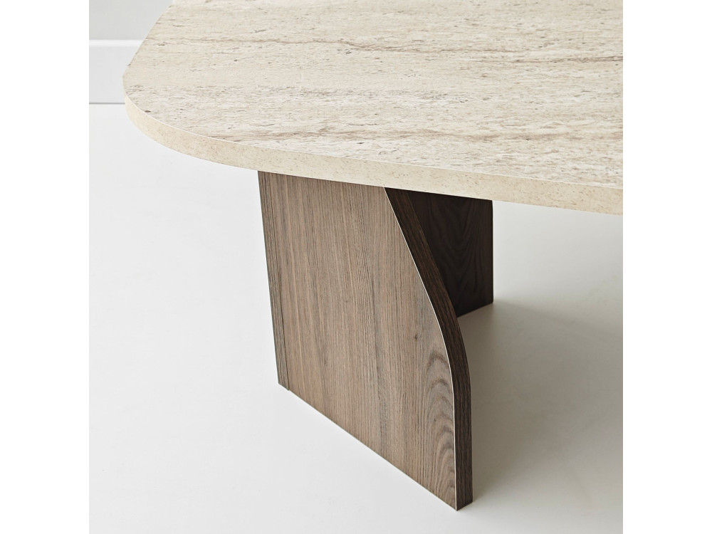 Houten salontafel "Rock" - 100 x 60 x 35 cm - Travertin