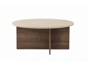 Houten salontafel "Soleil" - 90 x 90 x 40 cm - Travertin