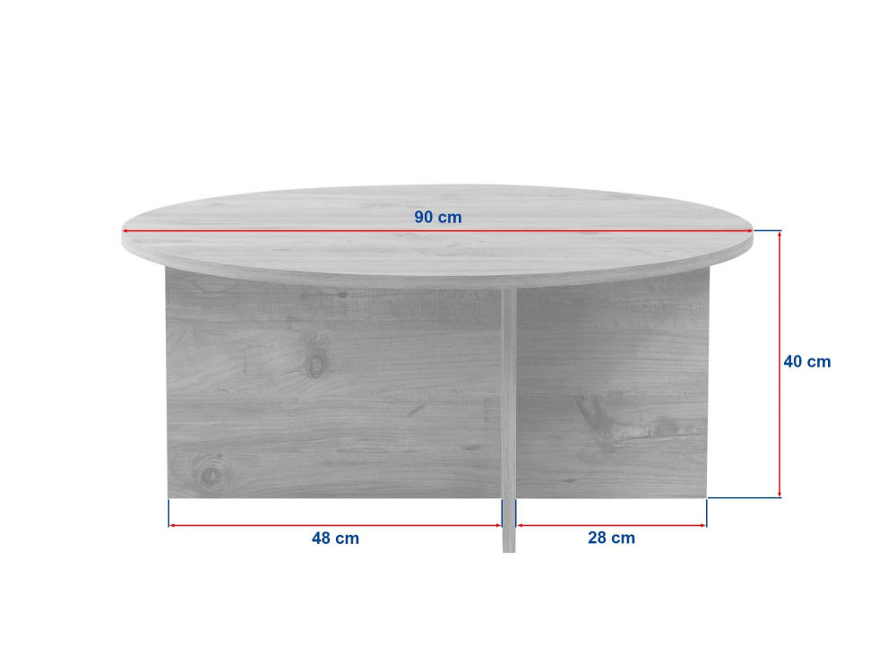 Houten salontafel "Soleil" - 90 x 90 x 40 cm - Travertin