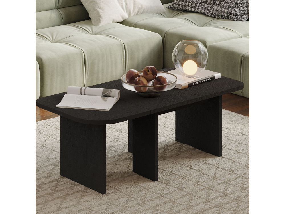 Houten salontafelset "Iris" - 90 x 45 x 35 cm - Zwart