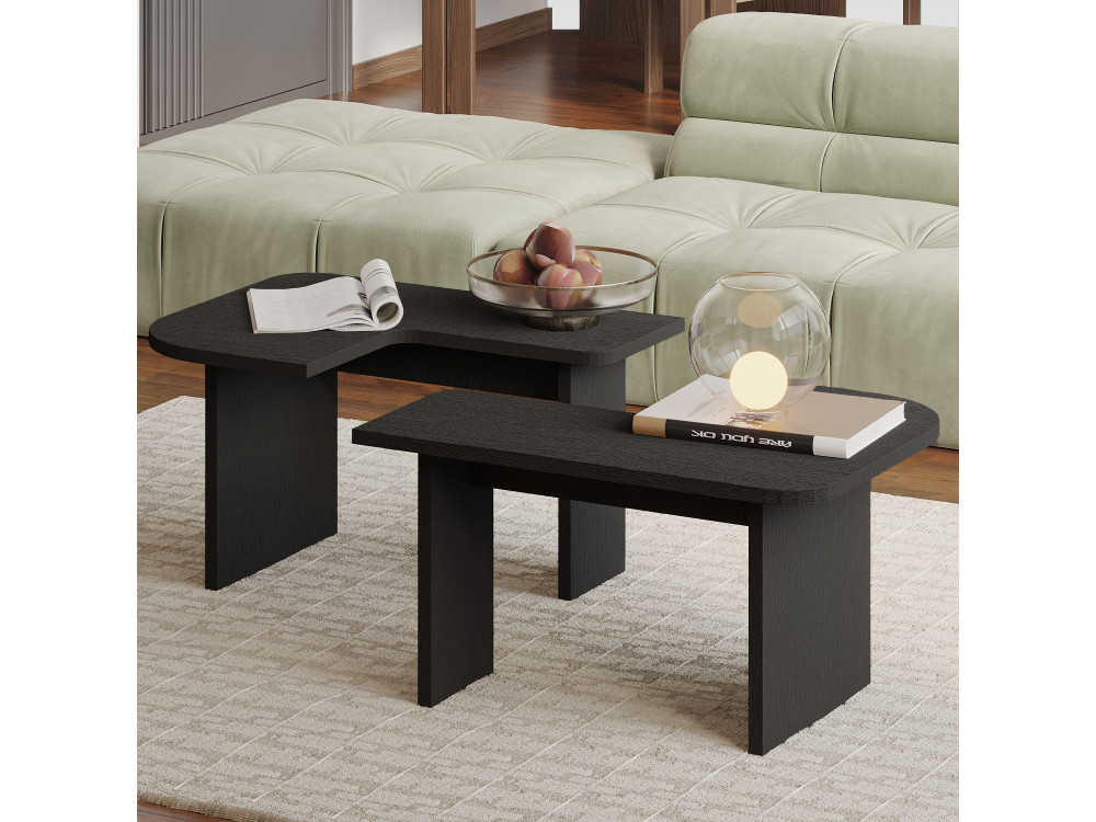Houten salontafelset "Iris" - 90 x 45 x 35 cm - Zwart