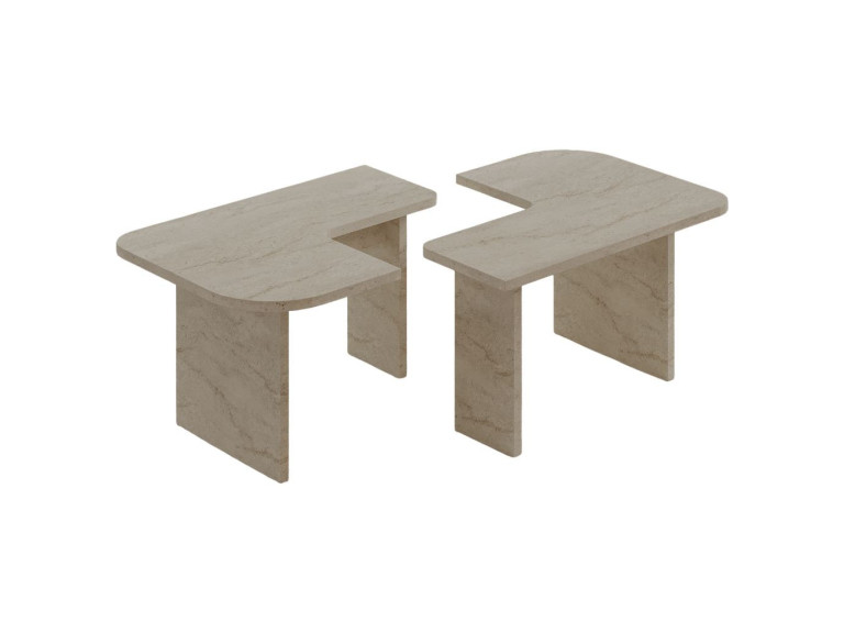 Houten salontafelset "Iris" - 90 x 45 x 35 cm - Travertin