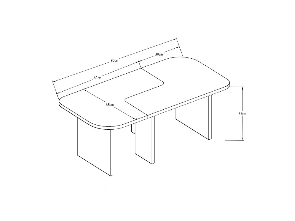 Houten salontafelset "Iris" - 90 x 45 x 35 cm - Travertin
