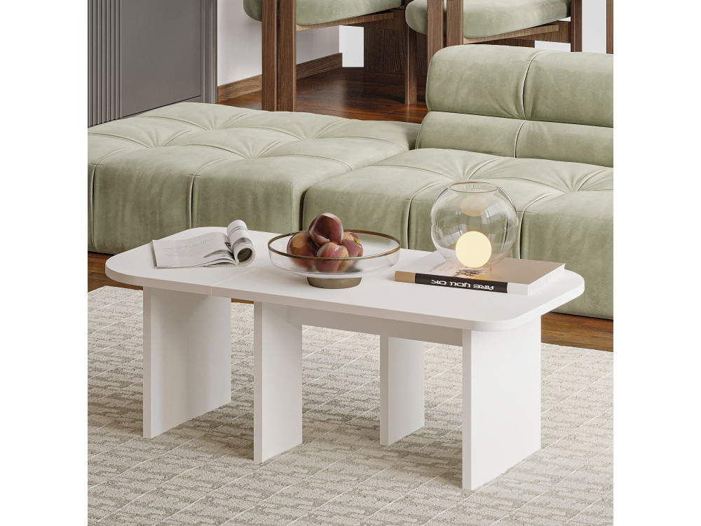 Iris" houten salontafel set - 90 x 45 x 35 cm - Wit