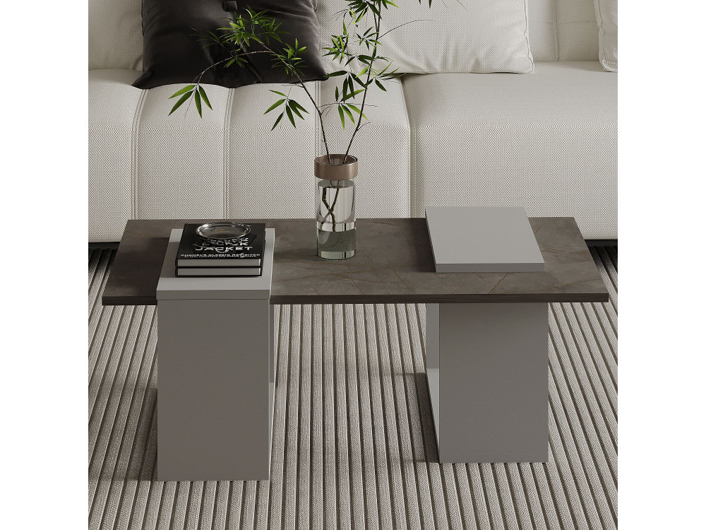 Houten salontafel "Matris" - 90 x 46 x 37 cm - Grijs