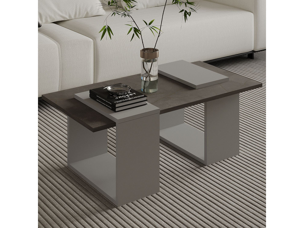 Houten salontafel "Matris" - 90 x 46 x 37 cm - Grijs