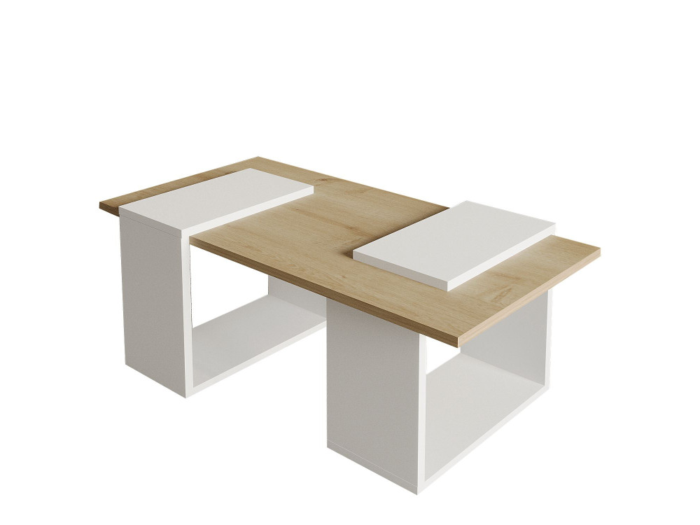Houten salontafel "Matris" - 90 x 46 x 37 cm - Wit