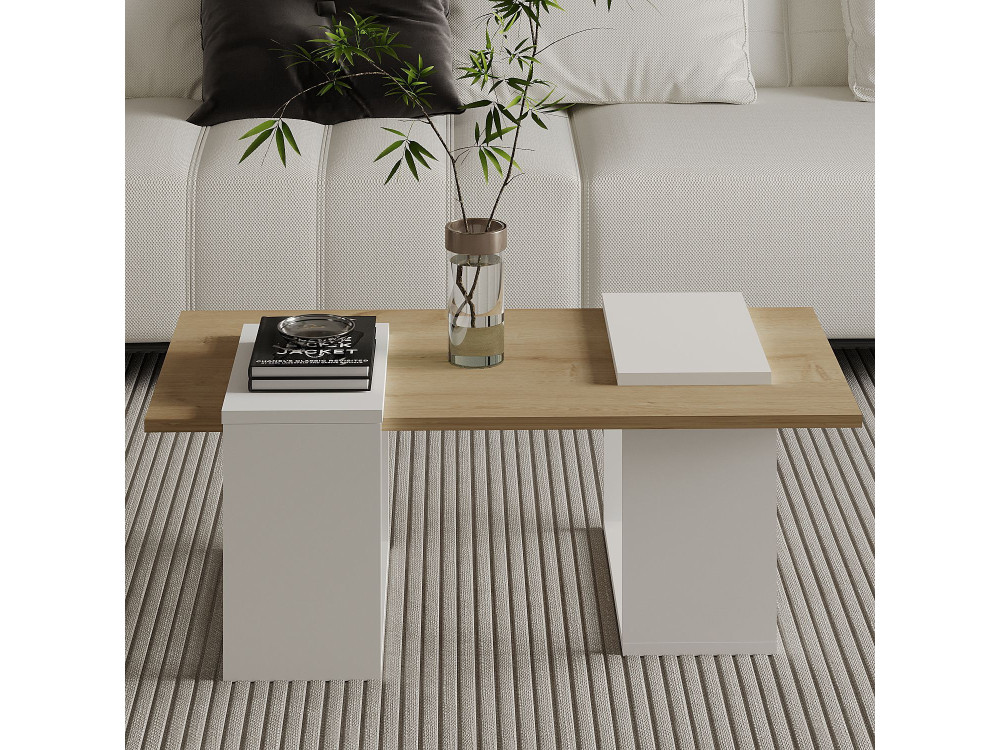 Houten salontafel "Matris" - 90 x 46 x 37 cm - Wit