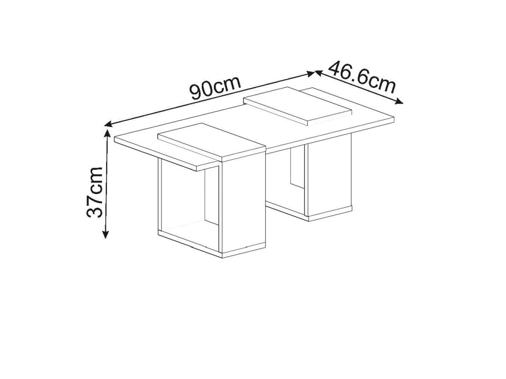 Houten salontafel "Matris" - 90 x 46 x 37 cm - Wit