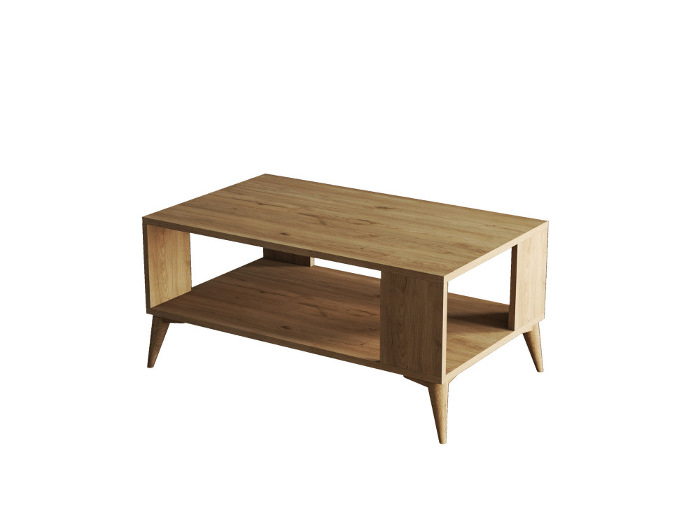 Authentieke" houten salontafel - 90 x 41 x 54 cm - Bruin