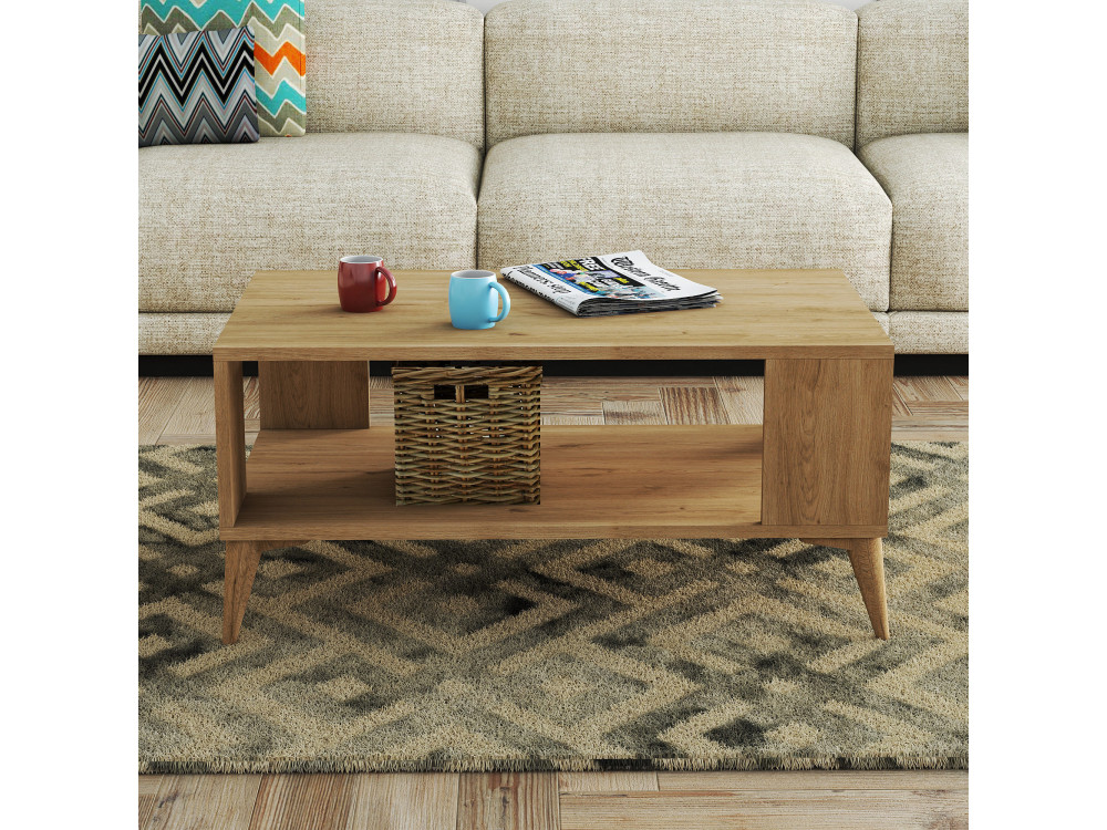 Authentieke" houten salontafel - 90 x 41 x 54 cm - Bruin