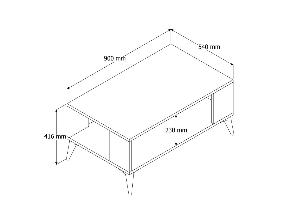 Authentieke" houten salontafel - 90 x 41 x 54 cm - Bruin