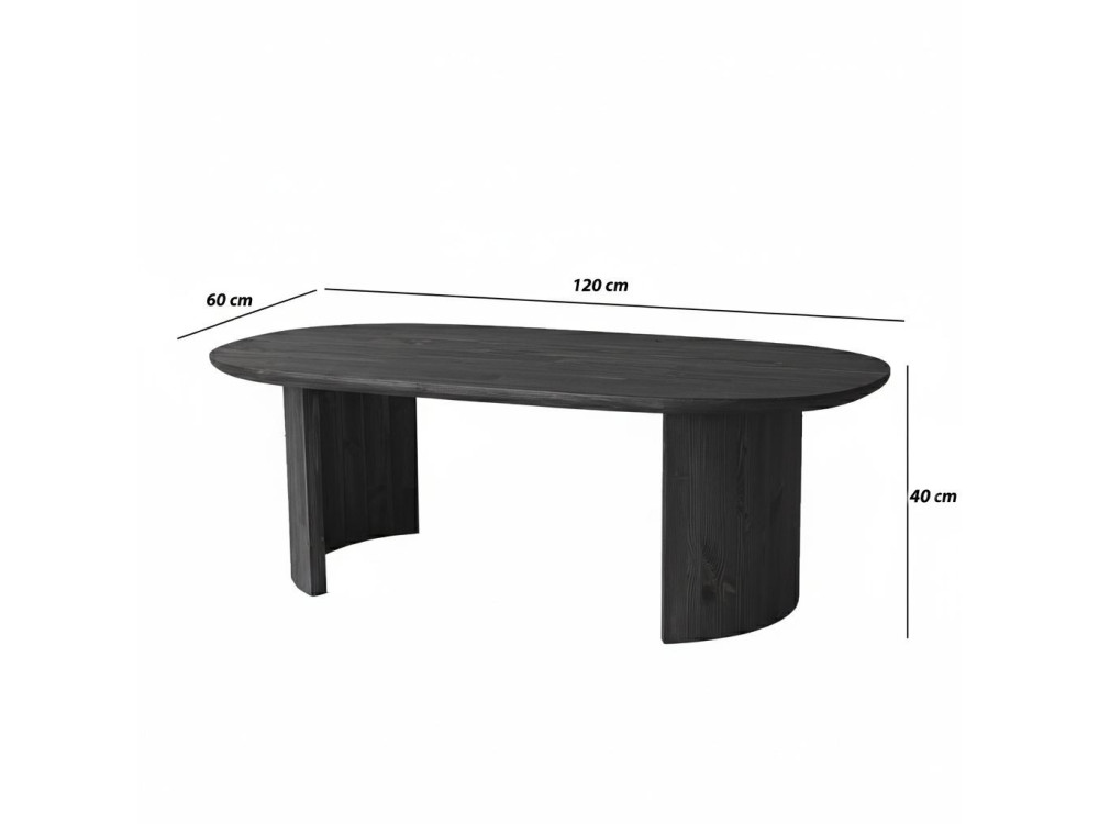 Hudson" houten salontafel - 120 x 60 x 40 cm - Antraciet grijs