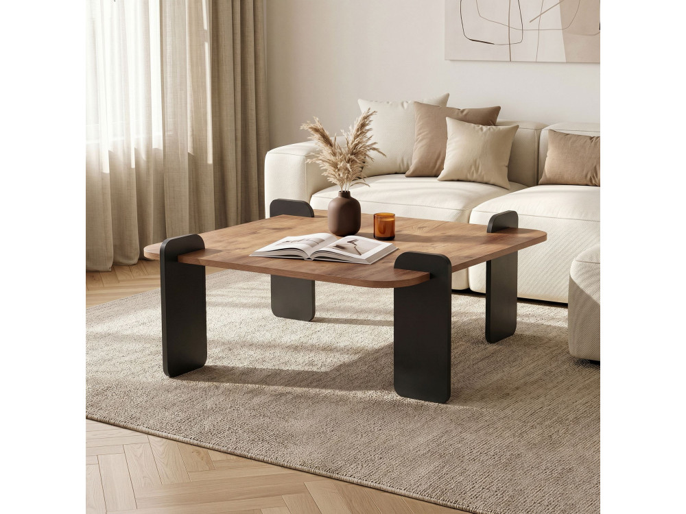 Marais" houten salontafel - 90 x 90 x 35 cm - Lichtbruin