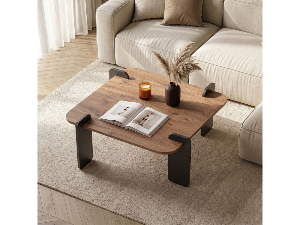 Marais" houten salontafel - 90 x 90 x 35 cm - Lichtbruin