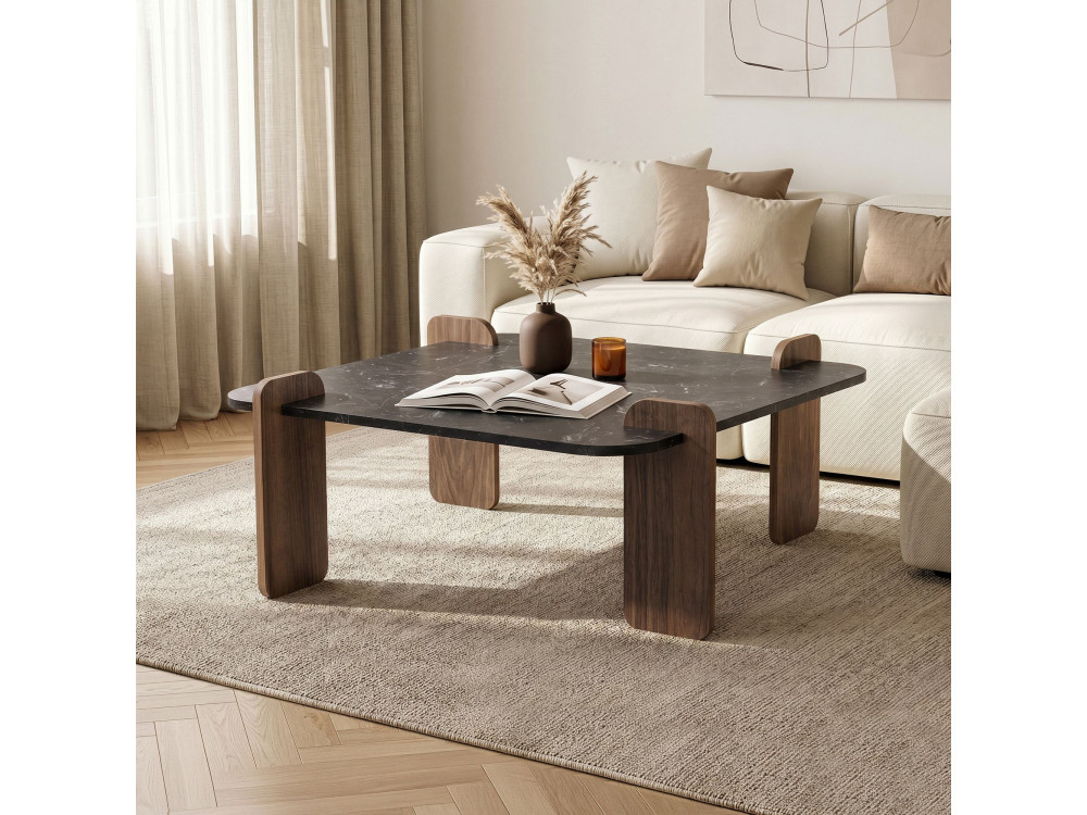Marais" houten salontafel - 90 x 90 x 35 cm - Zwart