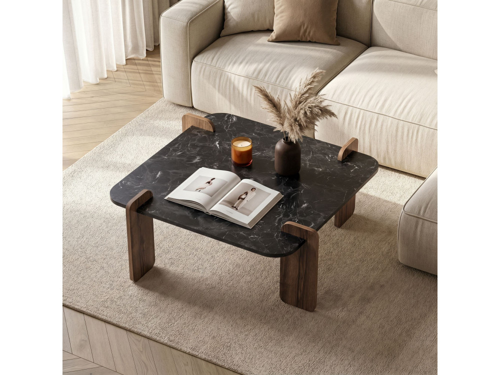 Marais" houten salontafel - 90 x 90 x 35 cm - Zwart