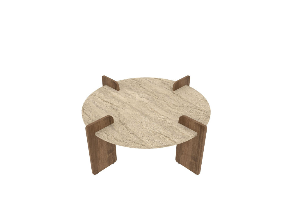 Houten salontafel "Avoure" - 90 x 90 x 35 cm - Travertin