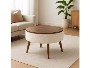 Noya Round" salontafel - 60 x 60 x 44 cm - Wit