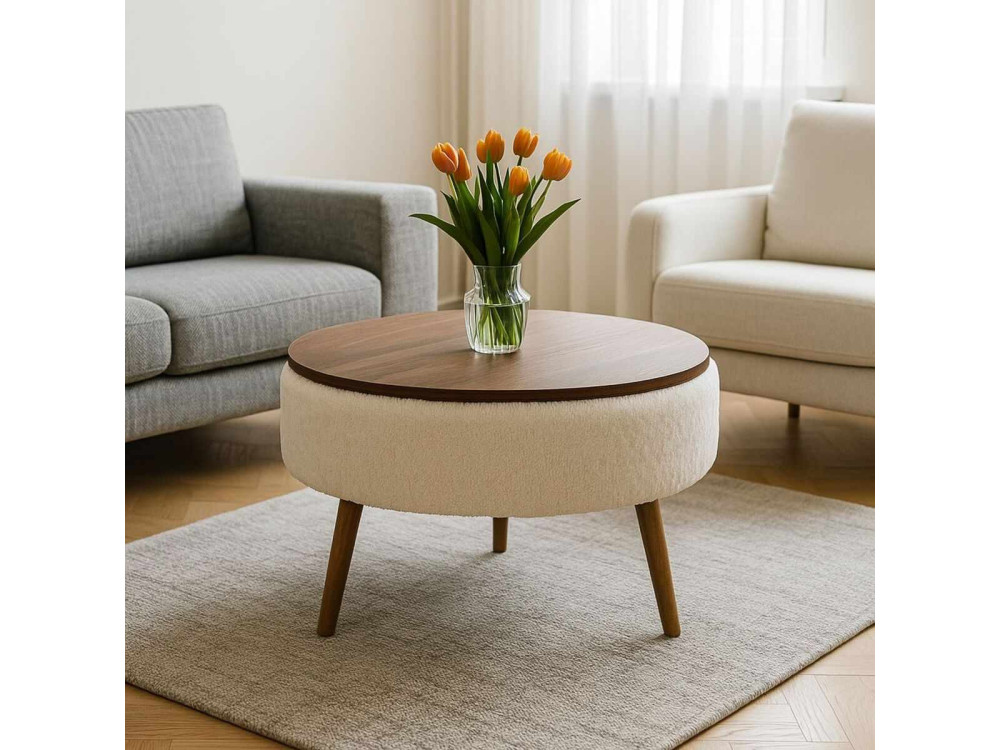 Noya Round" salontafel - 60 x 60 x 44 cm - Wit